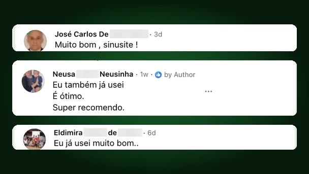 Comentários reais Facebook - Gotas Ponto Verde
