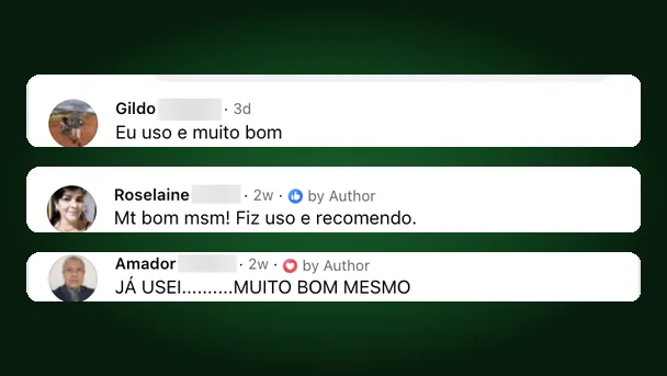 Comentários reais Facebook - Gotas Ponto Verde